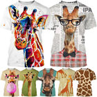 Cool Harajuku Casual Round sleeved T-shirt Top Giraffe 3D Printing T-shirtUnisex