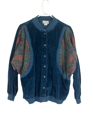 Chaqueta Floral Boundary Waters L Azul Snap Retro Festival Boho Paisley Años 80 Foto 1 de 4