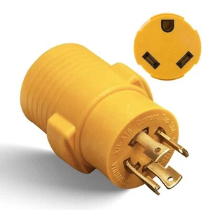 L14-30P to TT-30R 30 Amp RV Generator Adapter, 4 Prong 30A L14-30P Locking Male - Picture 1 of 9