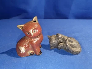 Two Miniature Cats, 1 Cloisonne & 1 Quintessence Stone Sleeping Cat - Picture 1 of 9