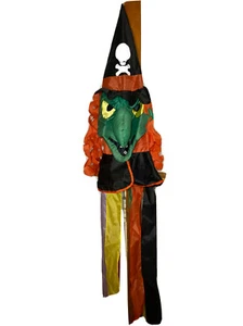Halloween Windsack 3D Hexenhut große Nase grün mehrfarbig - Bild 1 von 9