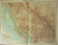 1922 LARGE ANTIQUE MAP CANADA BRITISH COLUMBIA VANCOUVER ISLAND NEW WESTMINSTER