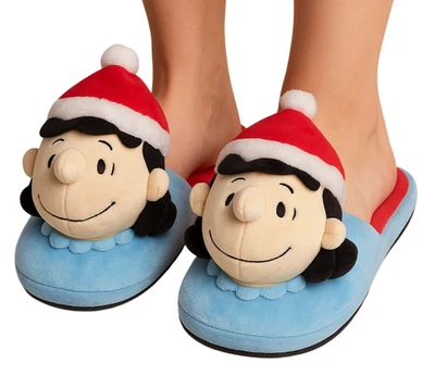 Peanuts Family Christmas 3D Scuff Slippers Womens Size 11/12 Snoopy Holiday Gift - Image 1 of 4