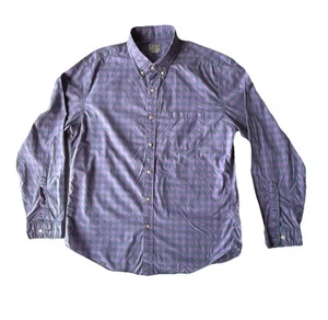 J.Crew Mens Shirt Plaid Cotton LARGE Long Sleeve  PURPLE GREEN  Light Weight - Picture 1 of 7