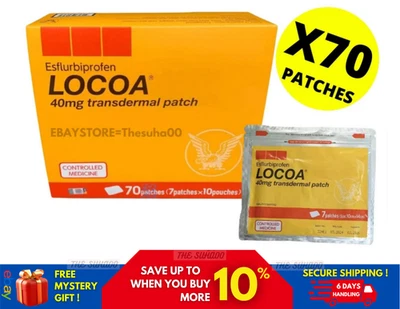 10 Pack ( 70 Patches ) LOCOA 40mg Transdermal Joint Pain Relief - Image 1 of 4