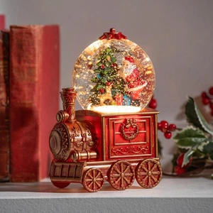 Linterna de Agua Giratoria Tren 7.5" con Papá Noel y Árbol - Imagen 1 de 4