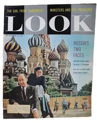 LOOK MAGAZINE 25 NOVEMBER 1958 RUSSIA'S TWO FACES - VINTAGE NEWS CURRENT EVENTS - Image 1 of 4