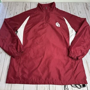 OU Oklahoma Sooners 1/4 Zip Pullover Jacket Mens Small Maroon Embroidered Logo - Picture 1 of 9