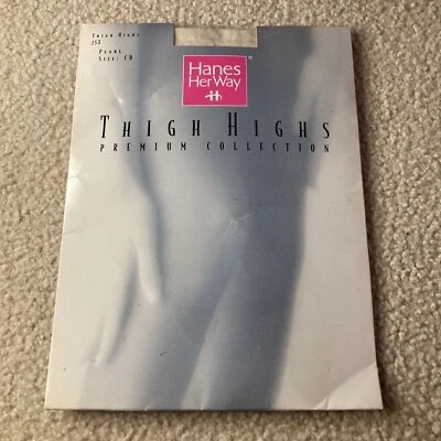 Medias Hanes Her Way hasta el muslo tamaño CD grande perla blanco sedoso transparente Foto 1 de 4