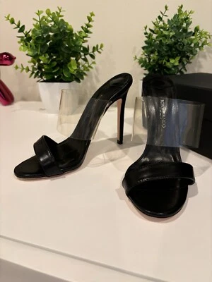 Tony Bianco Tacones Talla 6 Cuero Transparente y Negro Mules  Foto 1 de 4