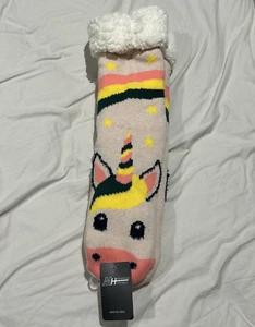 Fuzzy Bed Socks Fleece Warm Heated Winter Anti Slip Sock Unicorn - Picture 1 of 7