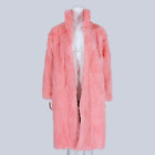 Fashion Long Natural Real Rabbit Fur Coat Jacket Lady Outerwear Streetwear Parka