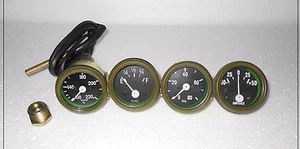 Willys MB Jeep Ford GPW Gauges Temperature Oil Fuel Amp Green Bezel Willys MB J - Picture 1 of 5