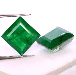 11.72 Cts Emerald Color Doublet Square Cut Pair 12x12 mm Green Loose Gemstones - Bild 1 von 5