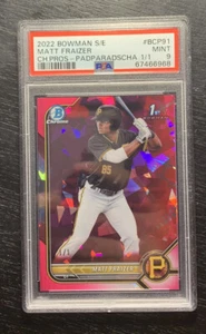 2022 Bowman Sapphire MATT FRAIZER 1st PADPARADASCHA 1/1 PSA 9 PIRATES #BCP-91 - Picture 1 of 2