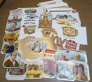 WHOLESALE LOT 95 GOOD ORIGINAL CIGAR BOX LABELS 1890-1960 CHROMOLITHOGRAPH - Picture 1 of 4