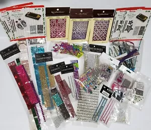 Lot of Scrapbooking/Phone Embellishments Rhinestone Glitter Designs Self Stick - Picture 1 of 5