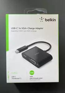 BELKIN USB-C to VGA + CHARGE ADAPTER 60W Pass-through Power (INC VAT) - Picture 1 of 2