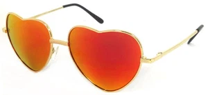Vintage Retro Lolita Heart Shaped Pilot Metal Frame Women Sunglasses -Red Fire - Picture 1 of 4