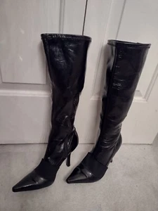 Gianni Bini Women's Boots Black Sleek Stylish Knee High Pull On Boots Size 8 M - Picture 1 of 4
