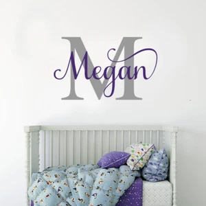 Cool Custom Name Initial Vinyl Wall Art Sticker Decal Boy Girl Nursery Bedroom - Picture 1 of 7