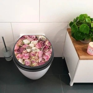 banjado softclose WC-Sitz anthrazit Toilettendeckel Absenkautomatik Strauß Rosen - Bild 1 von 9