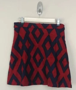 Vero Moda ModCloth Burgundy Red Navy Blue Diamond Pattern A-Line Mini Skirt S - Picture 1 of 5