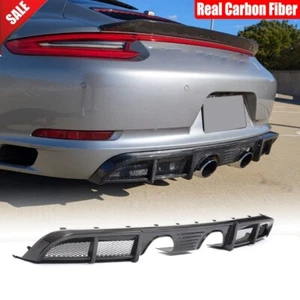 For Porsche 911 Carrera 4 GTS 2017-19 Real Carbon Fiber Rear Bumper Diffuser Lip - Picture 1 of 12