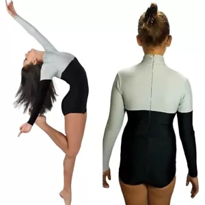 Freefall Kind Medium Ballett Trikot Tanzkostüm schwarz grau farbblockierend neu - Bild 1 von 11