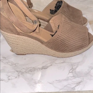 Torrid Brown Perforated Wedge Sandals 12W - Picture 1 of 5