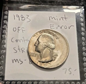 1983 ERROR OFF CENTER Washington Quarter NICE CH BU Gem Quailty Mint Error - Picture 1 of 3