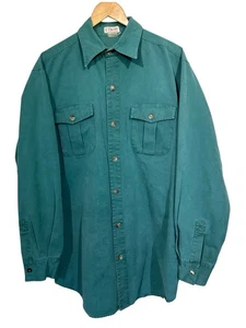 Vintage Orvis Shirt Mens Green Canvas Button Down Work Shirt No Size Tag - Picture 1 of 9