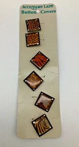 Accessory Lady Button Covers Set Of 6 Square Animal Prints With Rhinestones New - Picture 1 of 8
