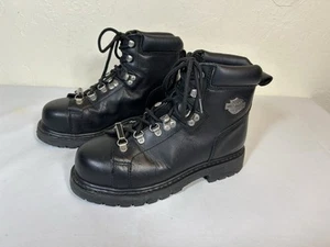 Botas de motociclista Harley Davidson Dipstick punta de acero para mujer talla 8 cuero negro - Imagen 1 de 10