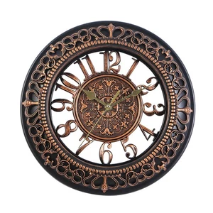 Round Wall Clock Vintage Dial Clock European Hollowed-out Silent Clock - Picture 1 of 8