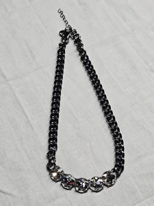 Halsreif Halskette schwarz Metall Strass - Bild 1 von 4