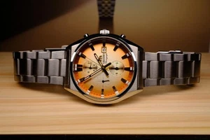 ORIENT Chronograph Orange Silber Gradient Dial Stainless Steel Watch - Bild 1 von 12