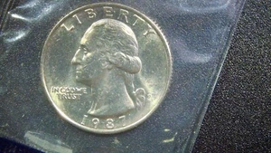 1987 P QUARTER ERROR DDO AND DIE CRACK ON FACE VERY FINE MINT MARK - Picture 1 of 8