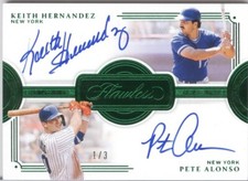 PETE ALONSO & KEITH HERNANDEZ  2021 PANINI FLAWLESS DUAL SIGNATURES EMERALD 1/3!