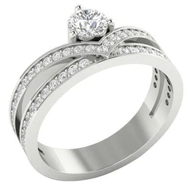 Round Diamond Anniversary Ring I1 G 1.05 Ct 14K White Yellow Rose Gold 16.10mm - Image 1 of 4