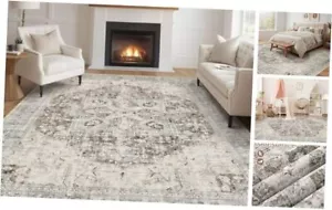 Area Rug Living Room Rugs - 8x10 Washable Boho Rug Vintage 8' x 10' Brown Blue - Picture 1 of 7