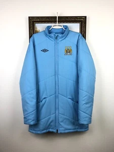 Vintage Umbro Manchester City Football Jacket Bomber Soccer Track Blue Size M - Picture 1 of 17