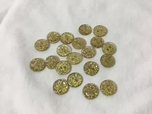 20 Round Gold Glitter Buttons Two Hole 1/2” Craft Sewing Buttons - Picture 1 of 1