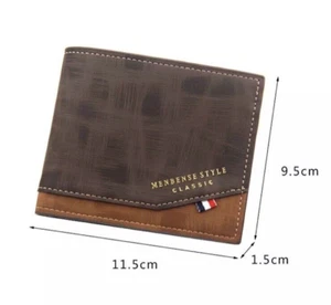 Men Wallets Slim Classic Coin Pocket Photo & Card Holder Frosted Leather Purses - Picture 1 of 2