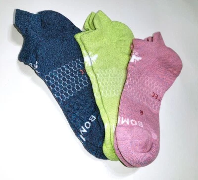 Носки на лодыжку универсальные функциональные Bombas упаковка 3 шт. - розовые зеленые синие - женские средний размер - Изображение 1 из 4
