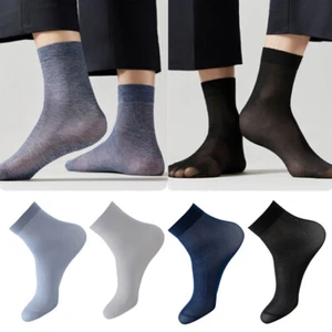 10 Pairs Men Ice Silk Socks Ultra Thin Nylon Socks Business Casual Socks Fashion - Picture 1 of 17