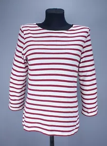 Blusa a rayas rojas Saint James para mujer manga 3/4 talla GB 8 US 4 int XXS - Imagen 1 de 12