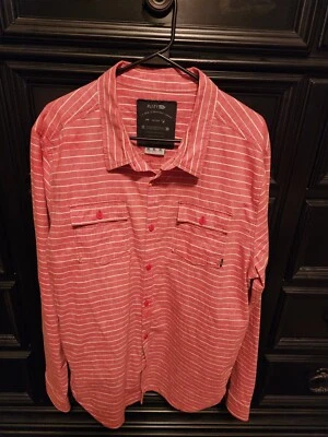 Rusty Men's Long Sleeve Button-Down Shirt Red White Stripe Size XL EUC - Image 1 of 4