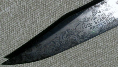 RARE “FOR THE GOLD SEACHERS PROTECTION” ETCHED CALIFORNIA GOLD RUSH BOWIE KNIFE  - Image 1 of 4