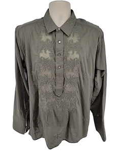 J. Peterman Men's Embroidered Boho Peasant Shirt L Cotton India Festival Artisan - Picture 1 of 10